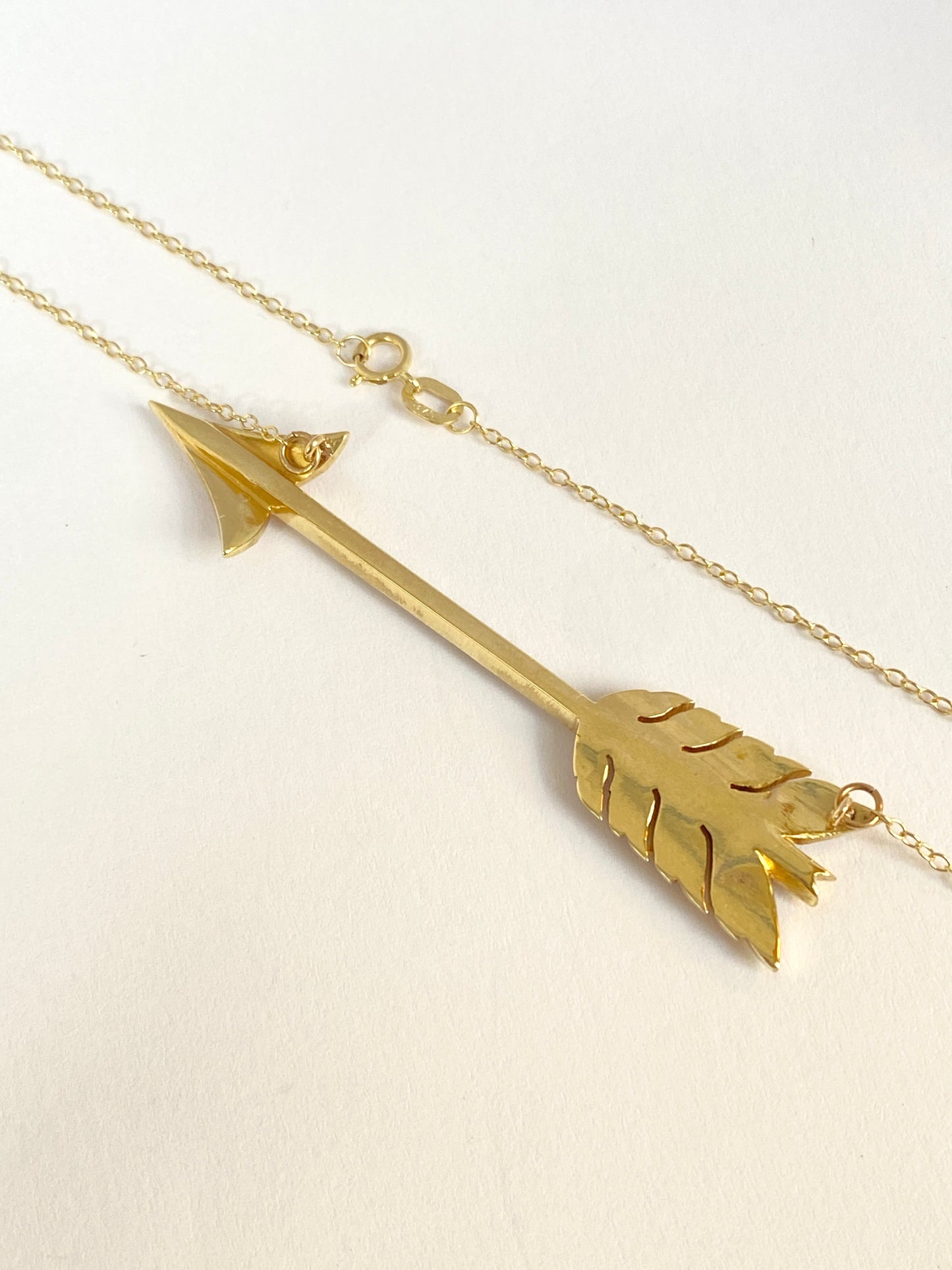 Large, Antique Victorian, 15ct Gold Angel Hair Coral and Peal Arrow Necklace