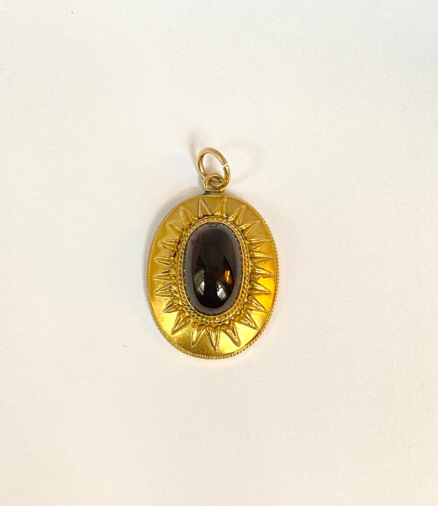 Unusual, 15ct Gold and Garnet Etruscan Revival Pendant