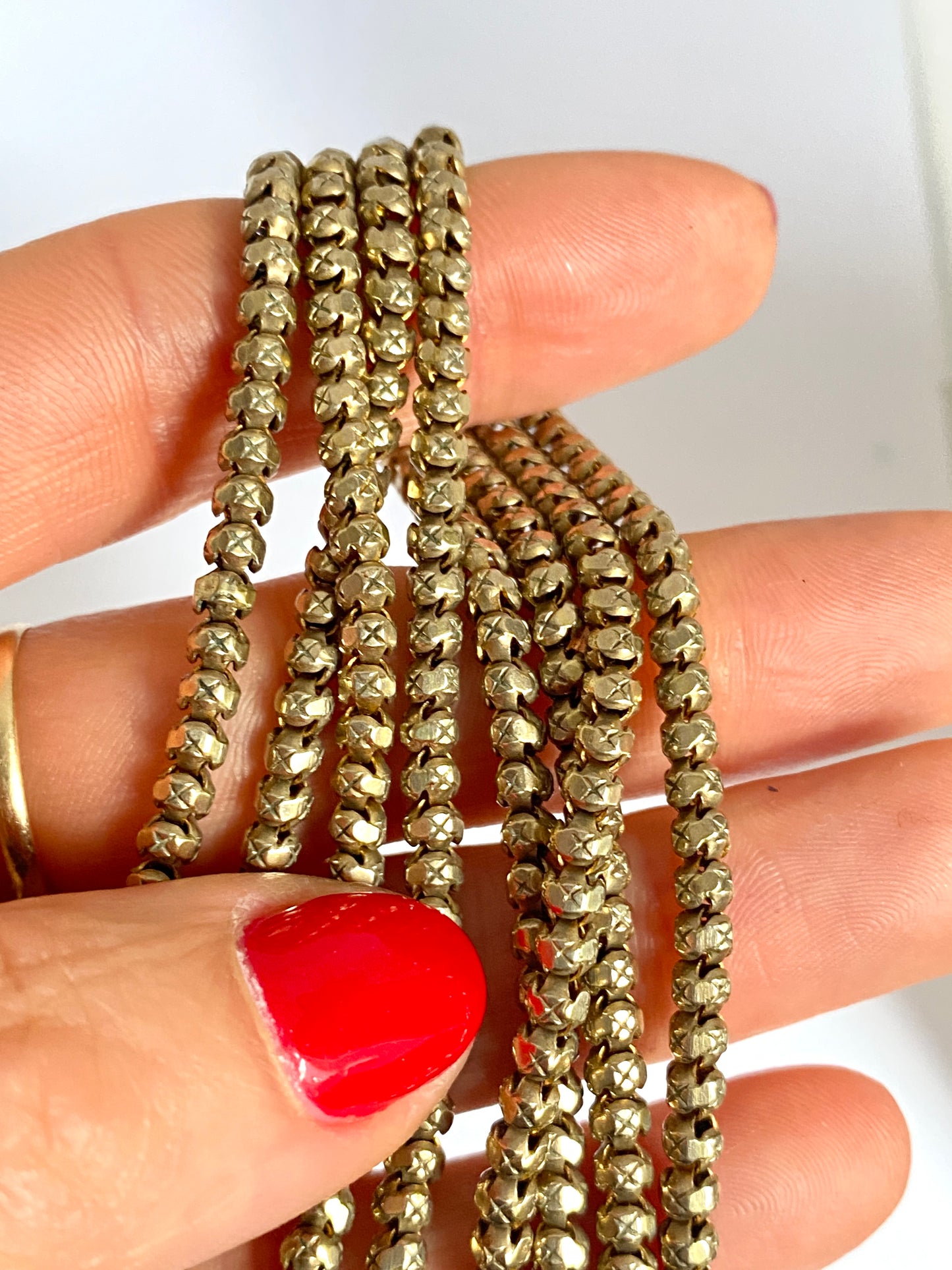 Antique, Pinchbeck Long Guard Chain 56 inches, 34.94g