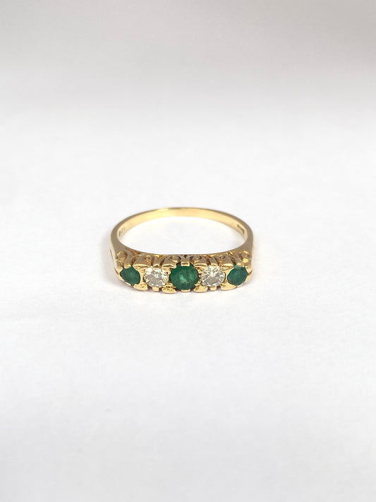 Vintage, 18ct Gold Emerald and Diamond Ring, Hallmarked, London 1968