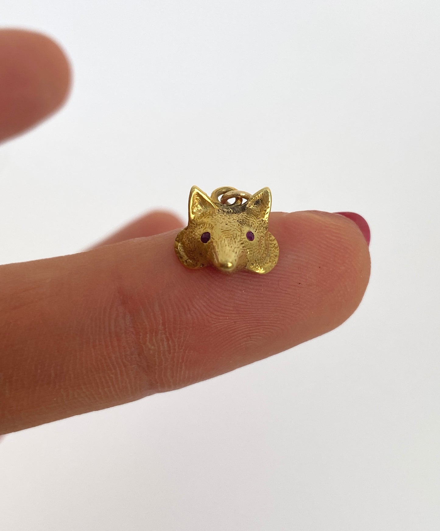 Antique, 15ct Gold Fox Charm/Pendant with Ruby Eyes