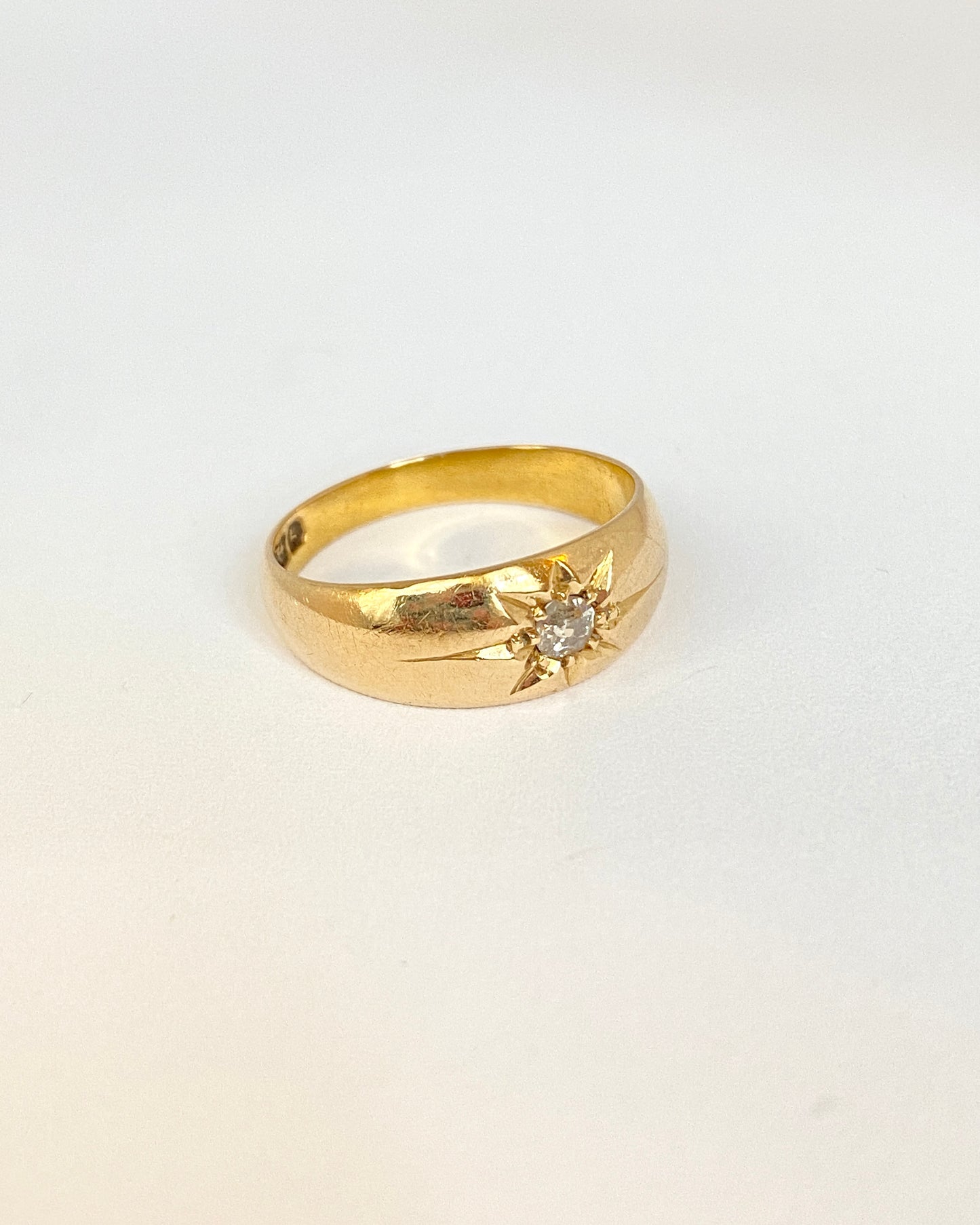 FINAL PAYMENT: 18ct Gold, Edwardian, Starburst Solitaire Ring, Hallmarked 18ct Gold, Birmingham, 1912
