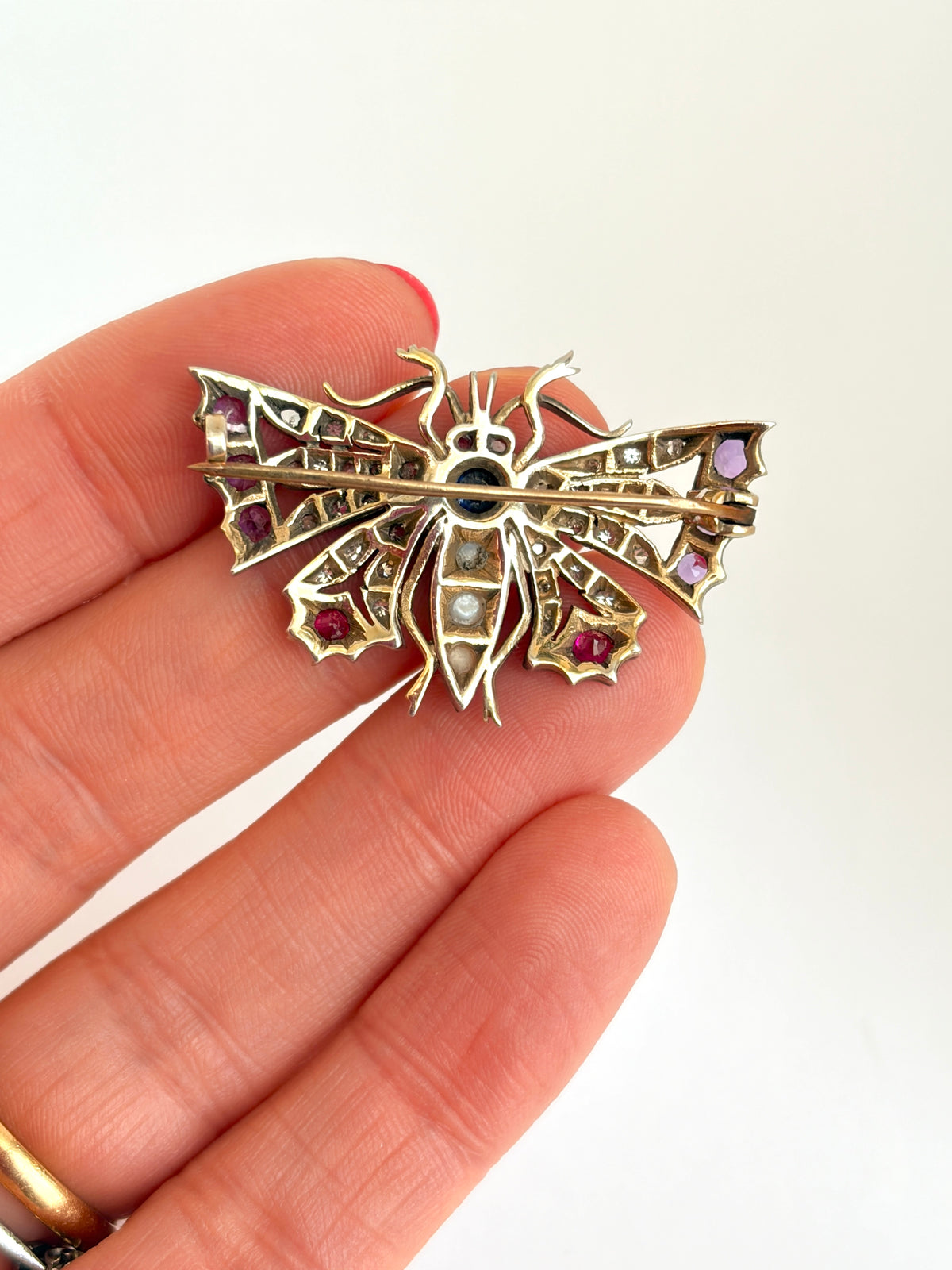 Art Deco, Silver and 9ct Gold gem-encrusted Butterfly Brooch