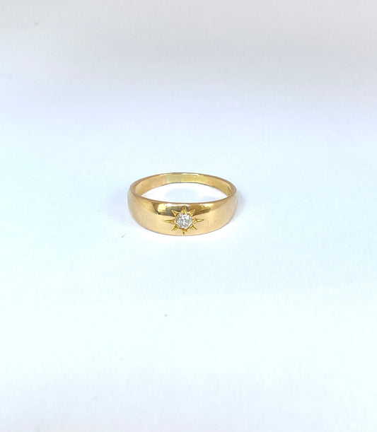 Vintage, 18ct Gold, Starburst Solitaire Ring, Hallmarked 18ct Gold, 1883