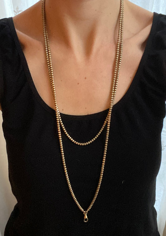 Antique, Pinchbeck Long Guard Chain 56 inches, 34.94g