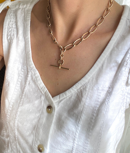 16.5 inch, Antique, Victorian 14ct Gold Filled Albert Watch Chain with matching T Bar and Dog Clips