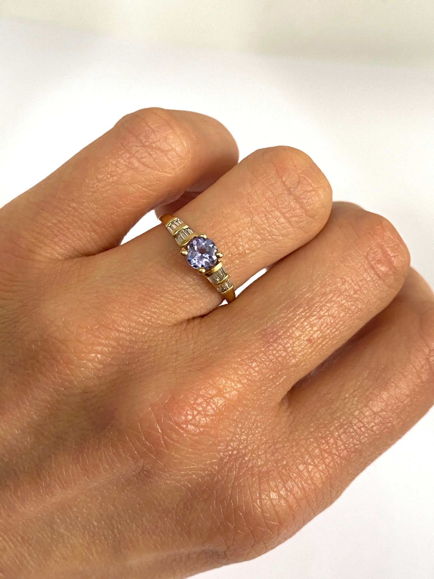 Vintage 14ct Gold Tanzanite & Baguette Cut Diamond Ring