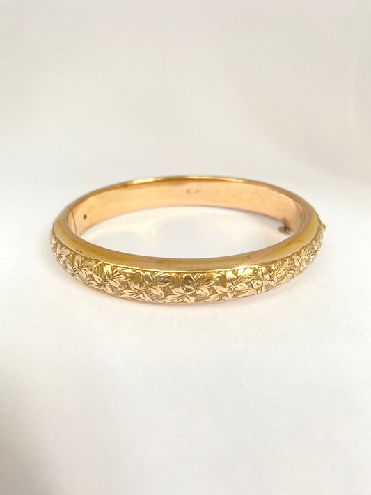 Antique, Victorian, 9ct Gold Plated Engraved Bangle