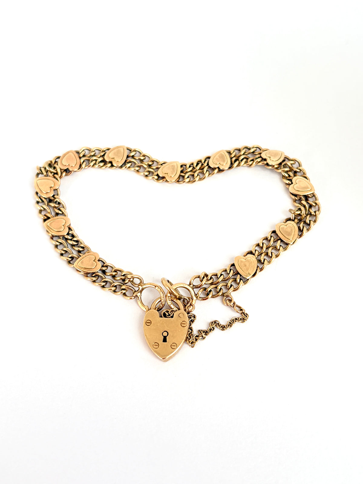 Vintage, 9ct Gold, Romantic, Hearts' bracelet, Birmingham 1979