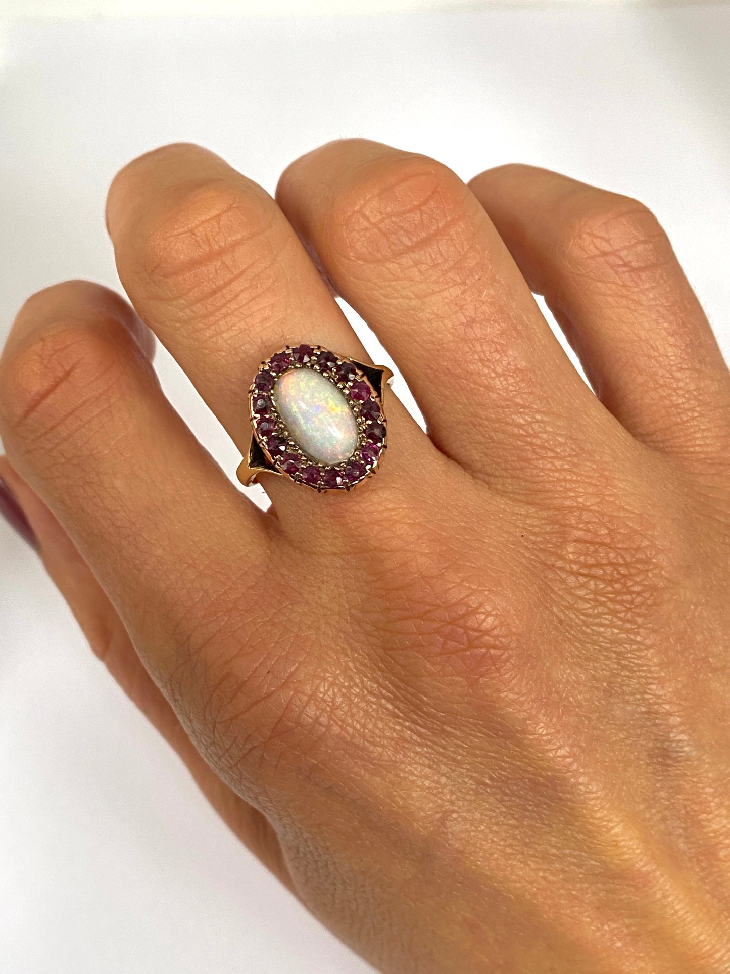 Vintage, 15ct Gold Opal and Garnet Cluster Ring