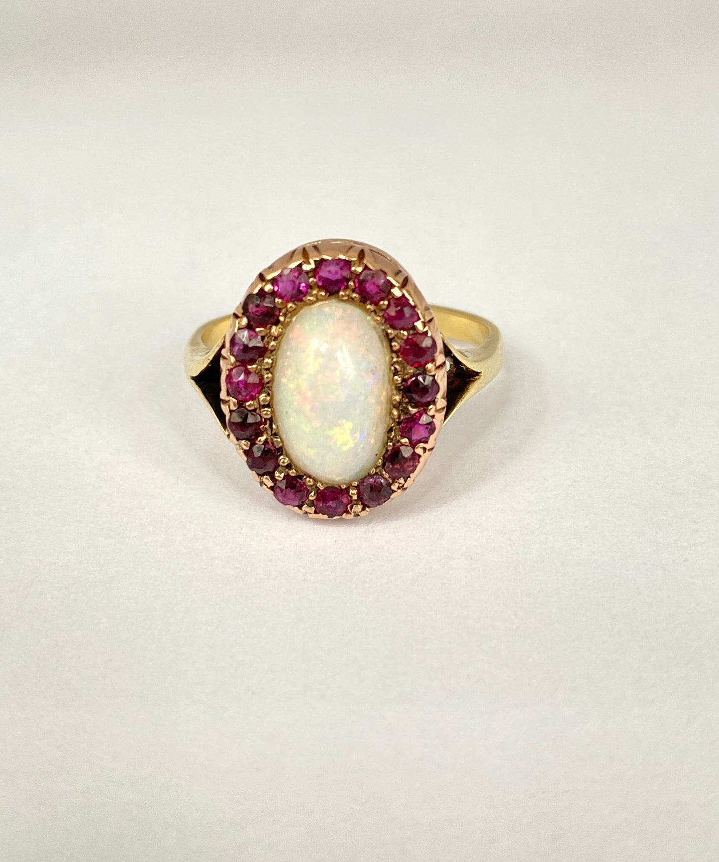 Vintage, 15ct Gold Opal and Garnet Cluster Ring