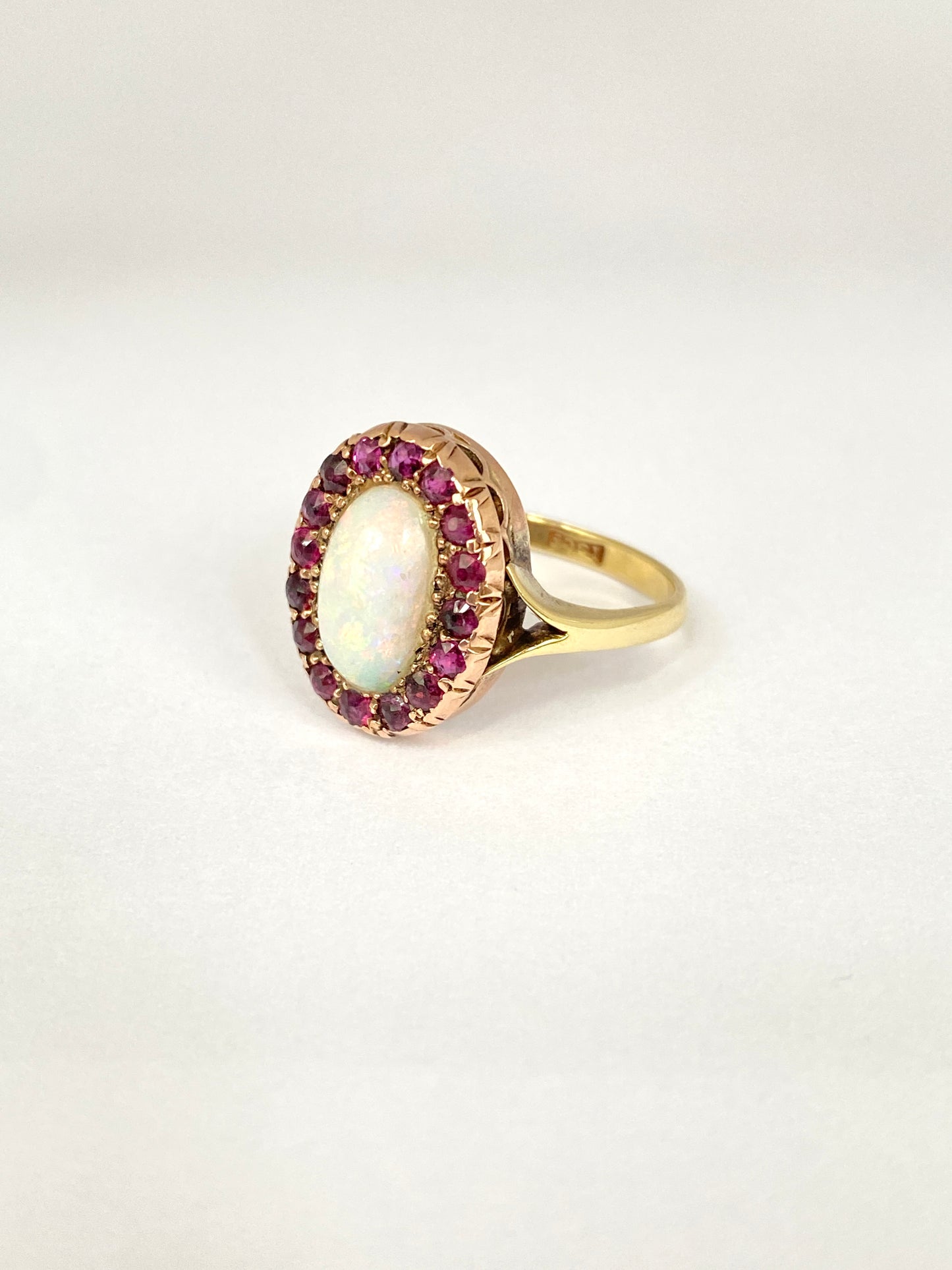 Vintage, 15ct Gold Opal and Garnet Cluster Ring