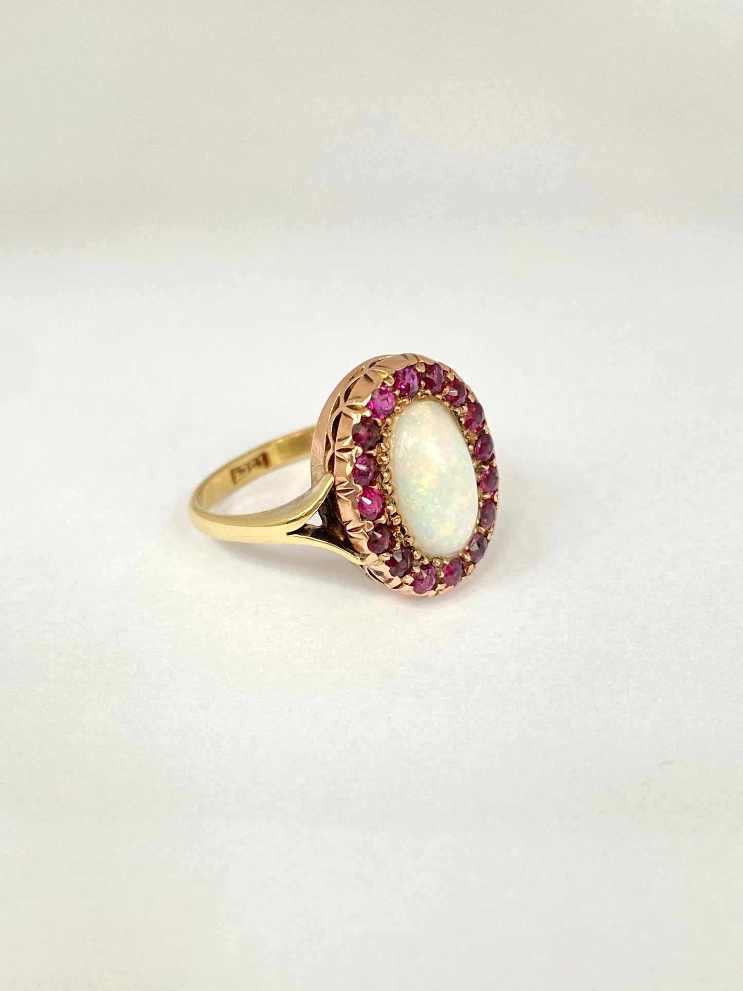 Vintage, 15ct Gold Opal and Garnet Cluster Ring