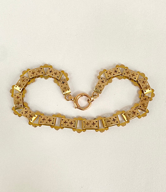 Antique 9ct Gold Fancy Link Bracelet (7.5 inches)