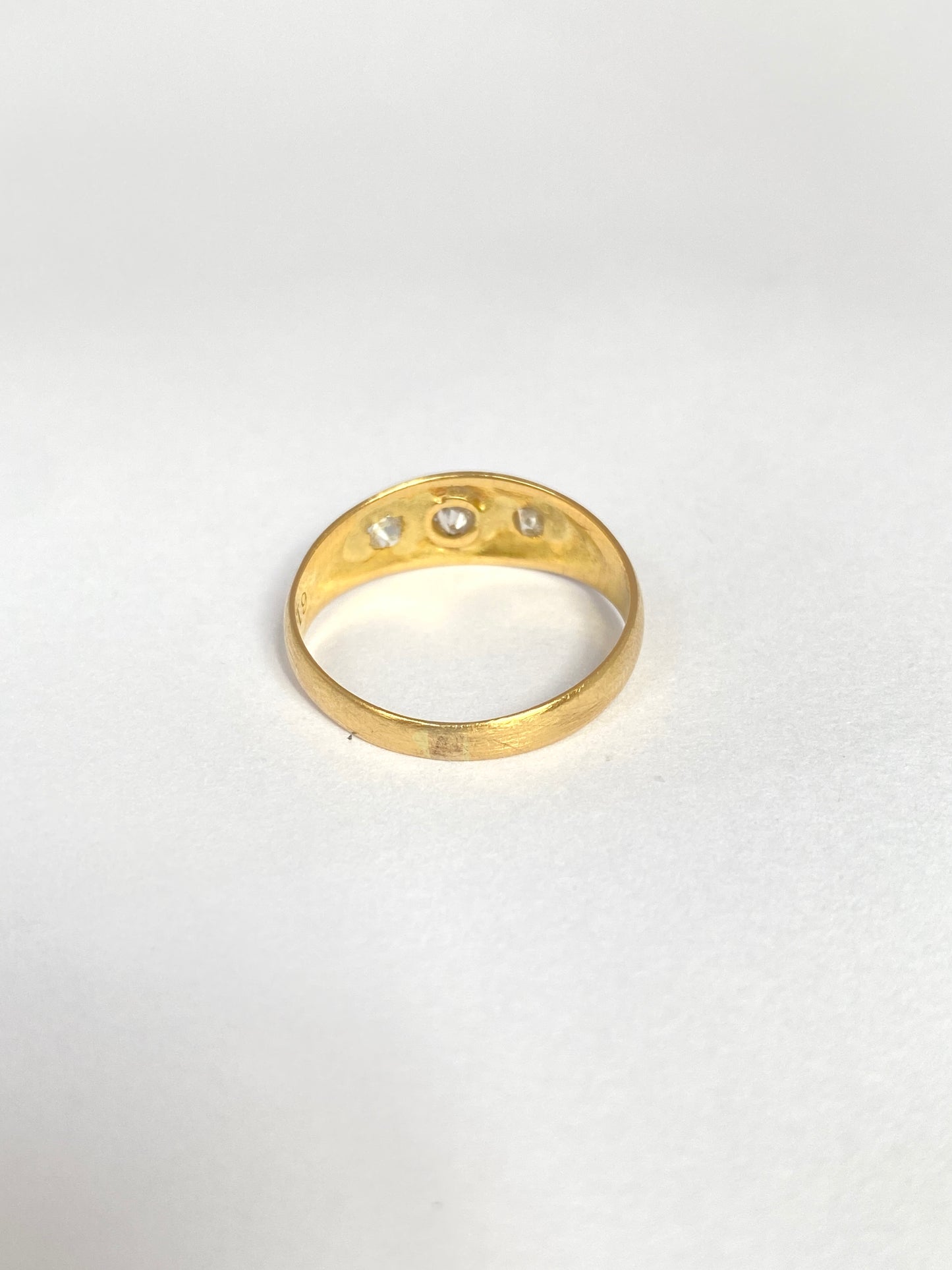 3rd payment Antique, 18ct Gold, Old Cut Diamond, 3 Star, Gypsy Ring, Hallmarked London, 1902