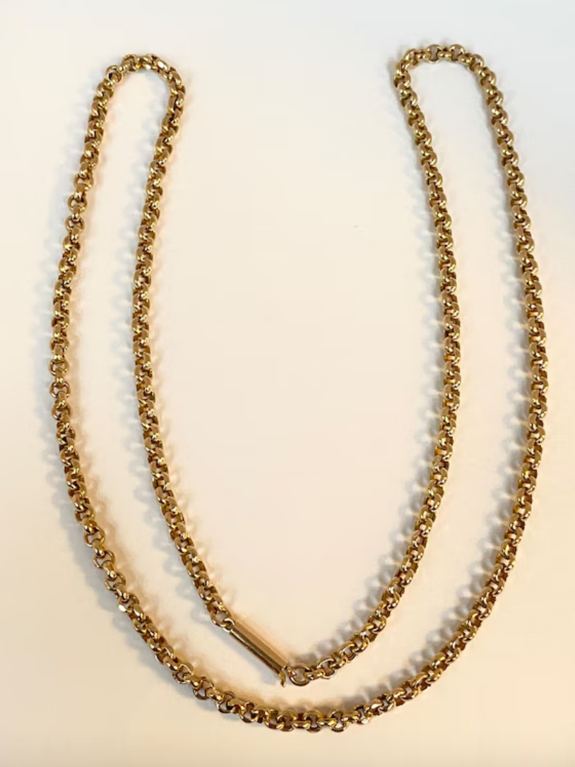 Antique 9ct Gold Victorian Belcher Chain, 21 inches with barrel clasp.