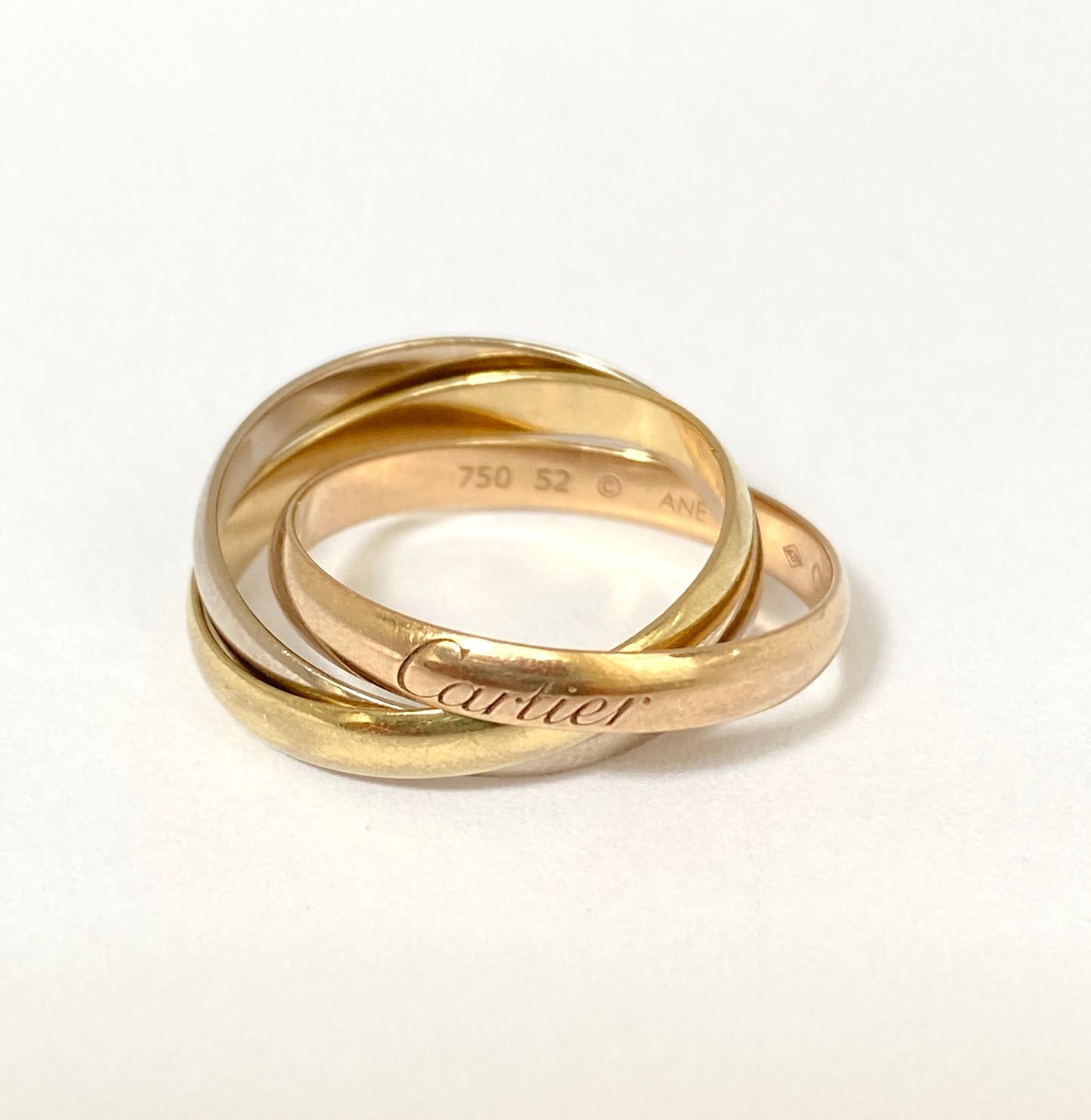 Classic, 18ct Gold Cartier, Three Tone Trinity Ring. Size 52, 5g