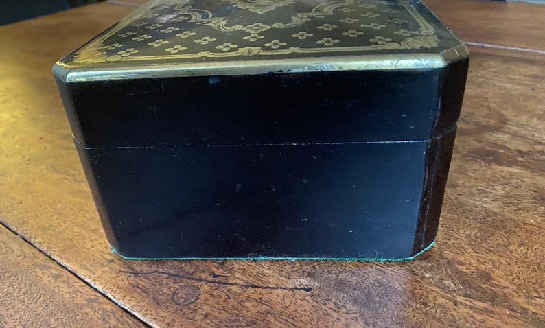 Large, Vintage, Ebony and Brass Multi Ring Box