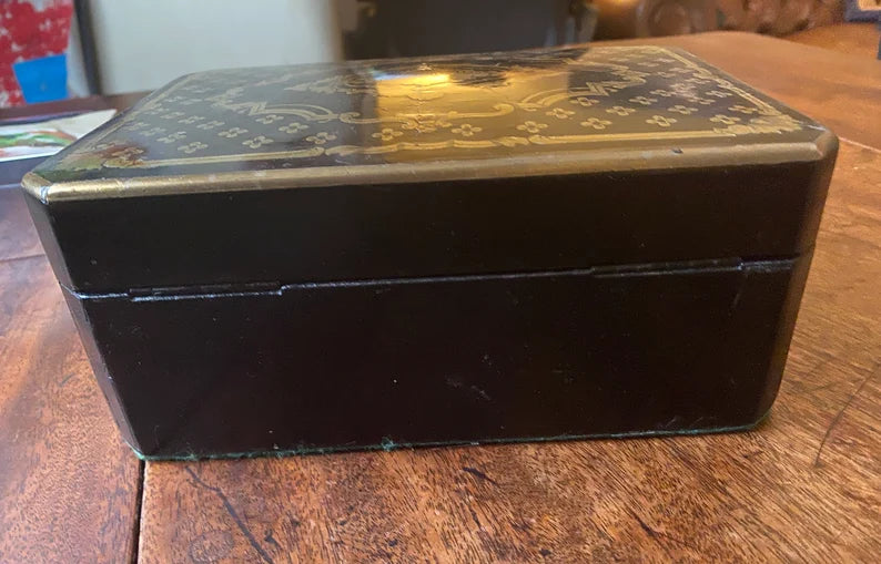 Large, Vintage, Ebony and Brass Multi Ring Box