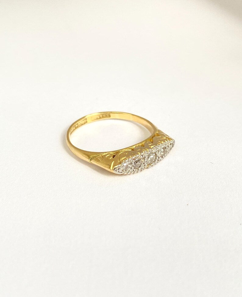 18ct Gold and Platinum 5 stone Diamond Ring