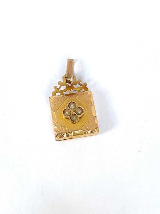 15ct Gold, Antique Unusual Square Locket/Keepsake box / pendant