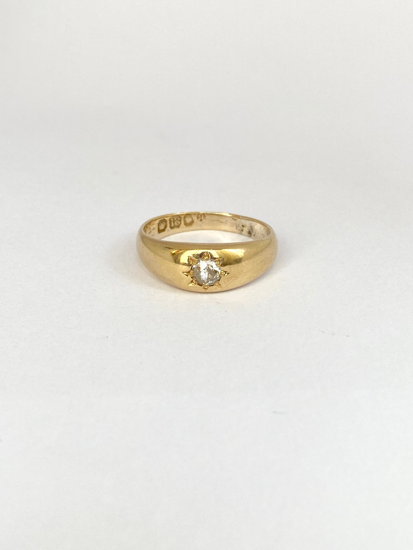 18ct Gold, Antique, Starburst Solitaire Ring, Hallmarked 18ct Gold, London, 1896