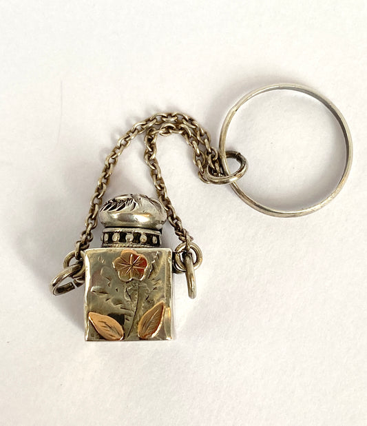 Victorian Silver and 9ct Gold Antique, Perfume Bottle/Pendant, Hallmarked 1901