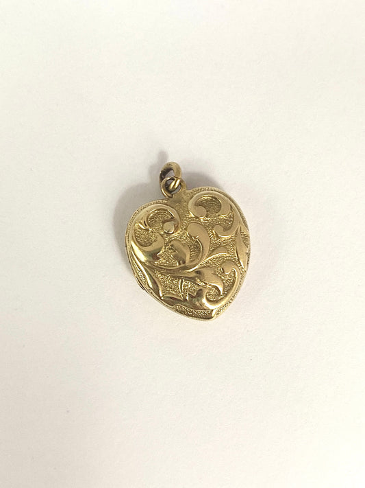 Antique, European 10ct Gold Engraved Heart Locket/Pendant