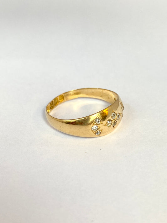 Antique, Victorian, 18ct Gold Gypsy Old Cut Diamond Ring, Hallmarked Chester, 1894