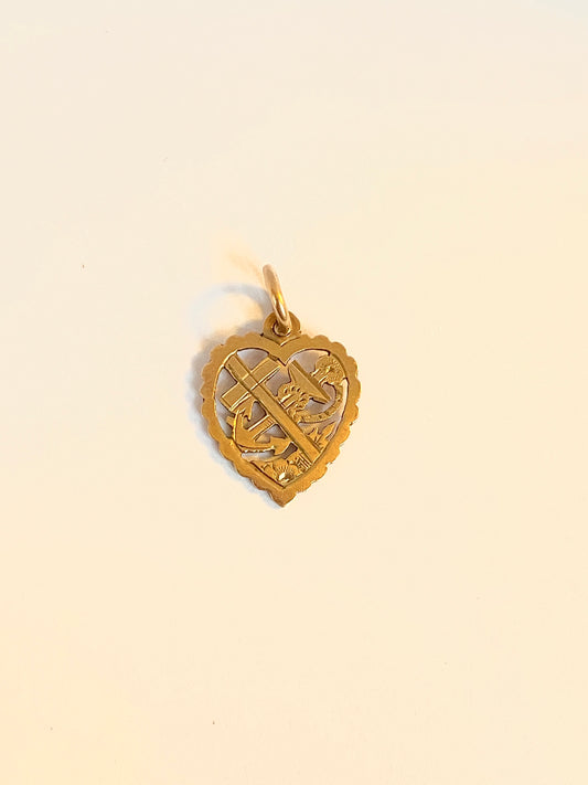 Victorian, 9ct gold Faith, Hope, Charity charm/Pendant. Hallmarked Birmingham, 9ct Gold, 1897