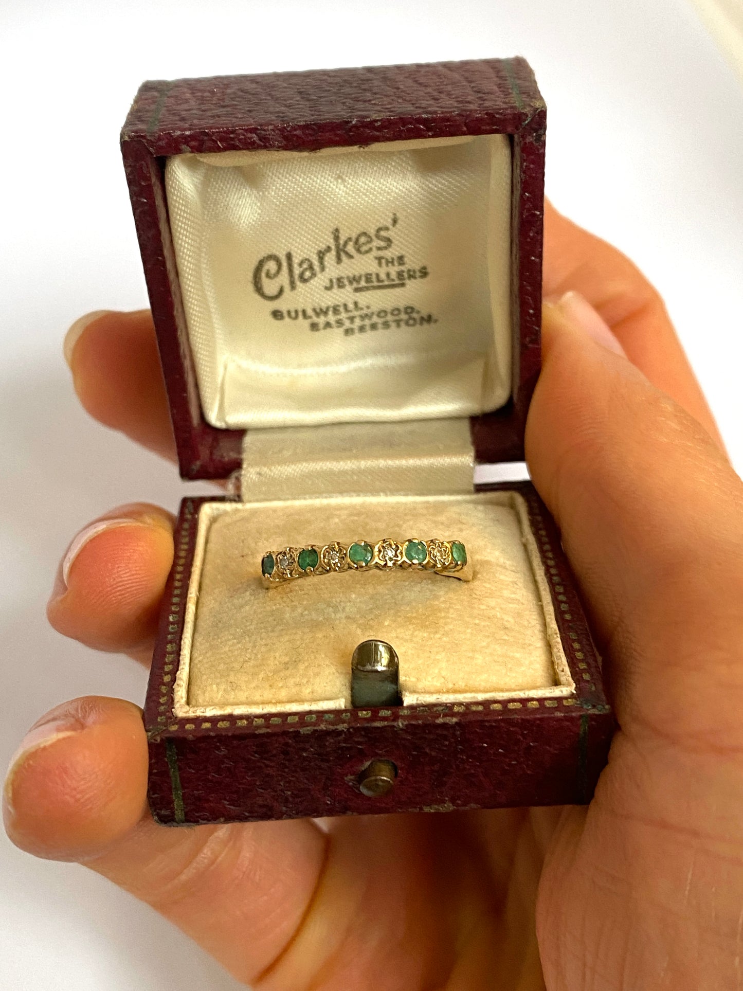 Vintage, 9ct Gold Emerald and Diamond Stacking Ring