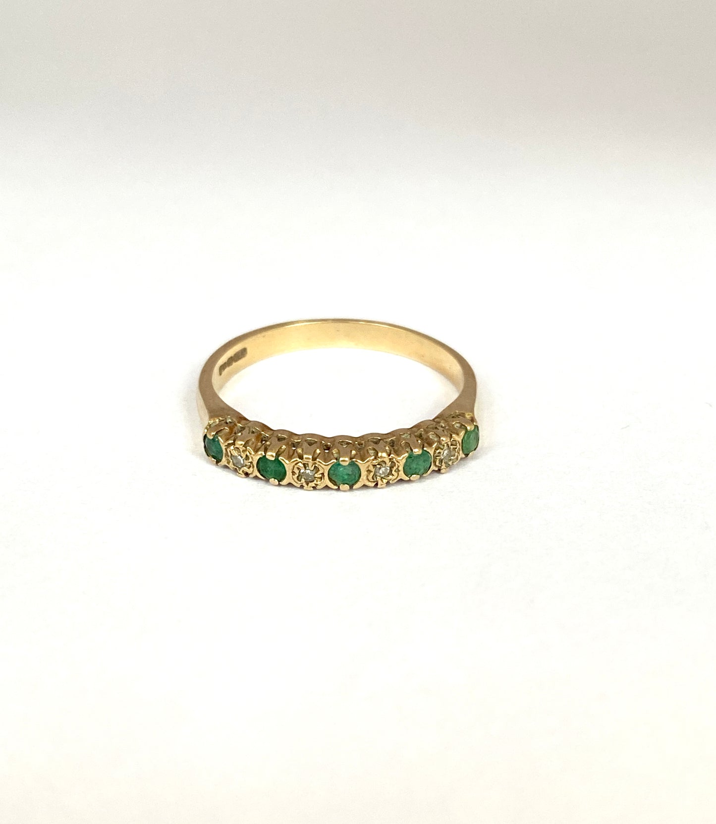 Vintage, 9ct Gold Emerald and Diamond Stacking Ring