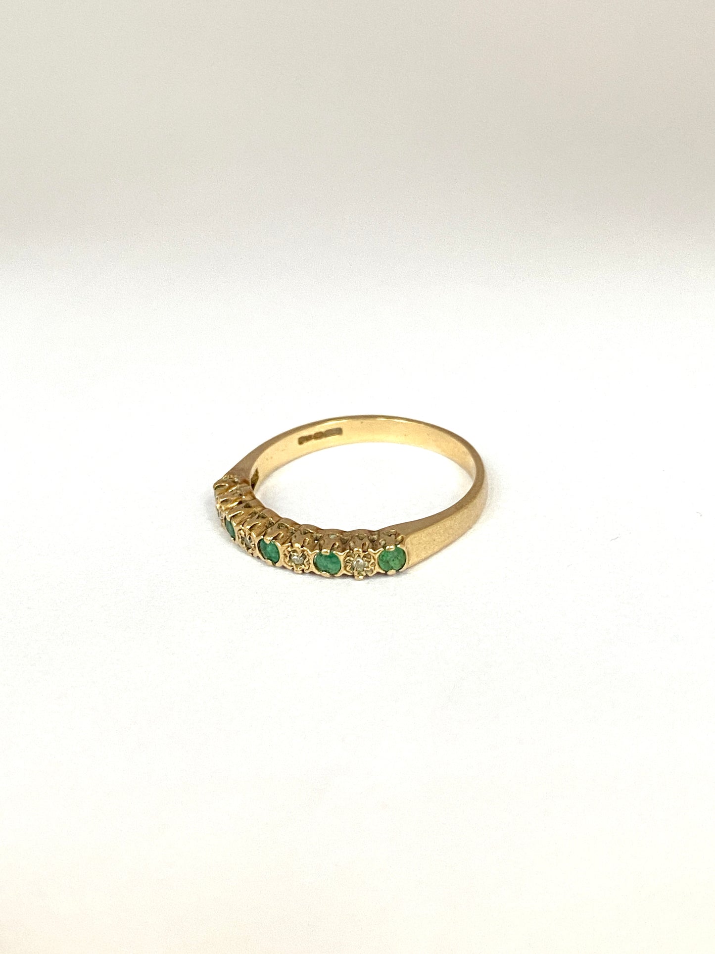 Vintage, 9ct Gold Emerald and Diamond Stacking Ring