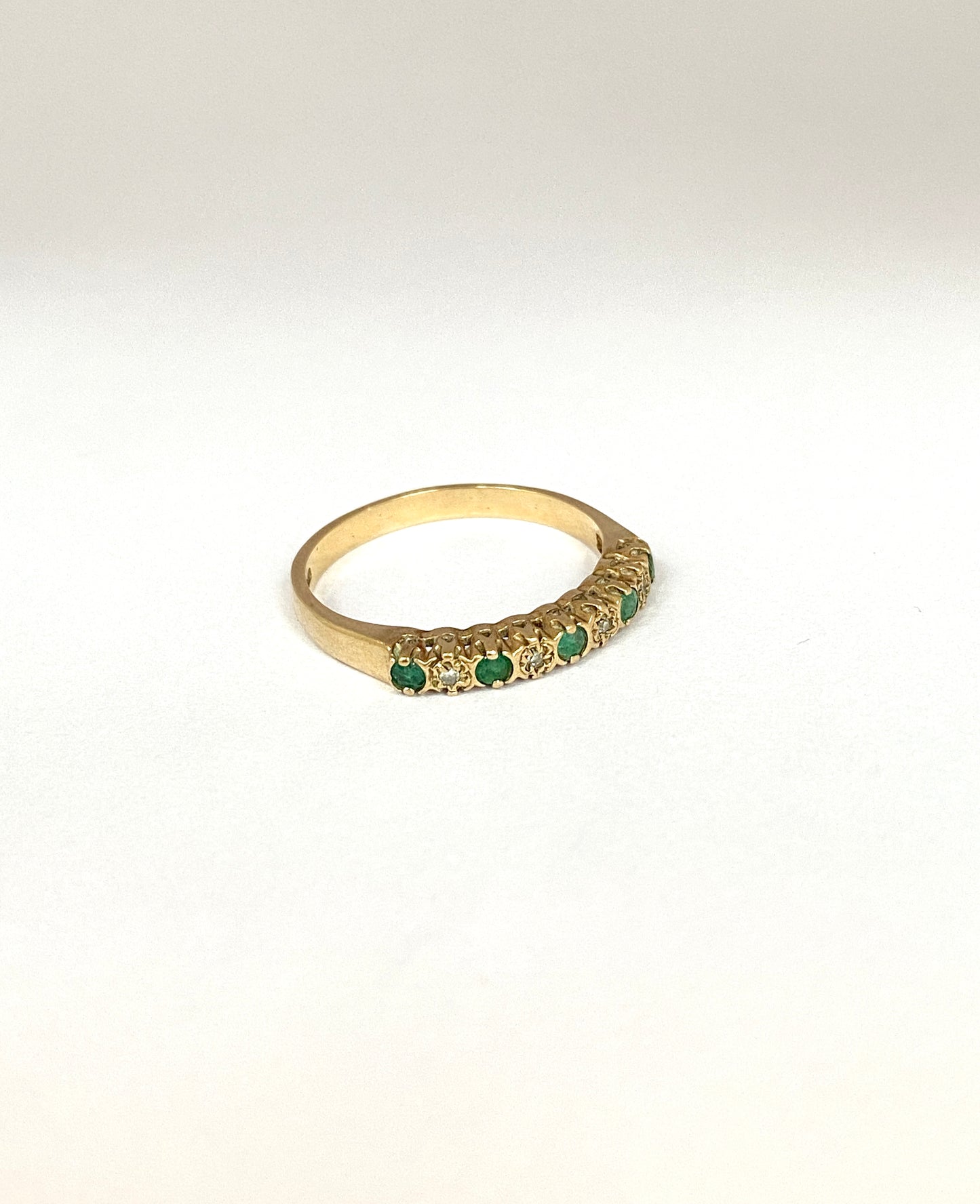 Vintage, 9ct Gold Emerald and Diamond Stacking Ring