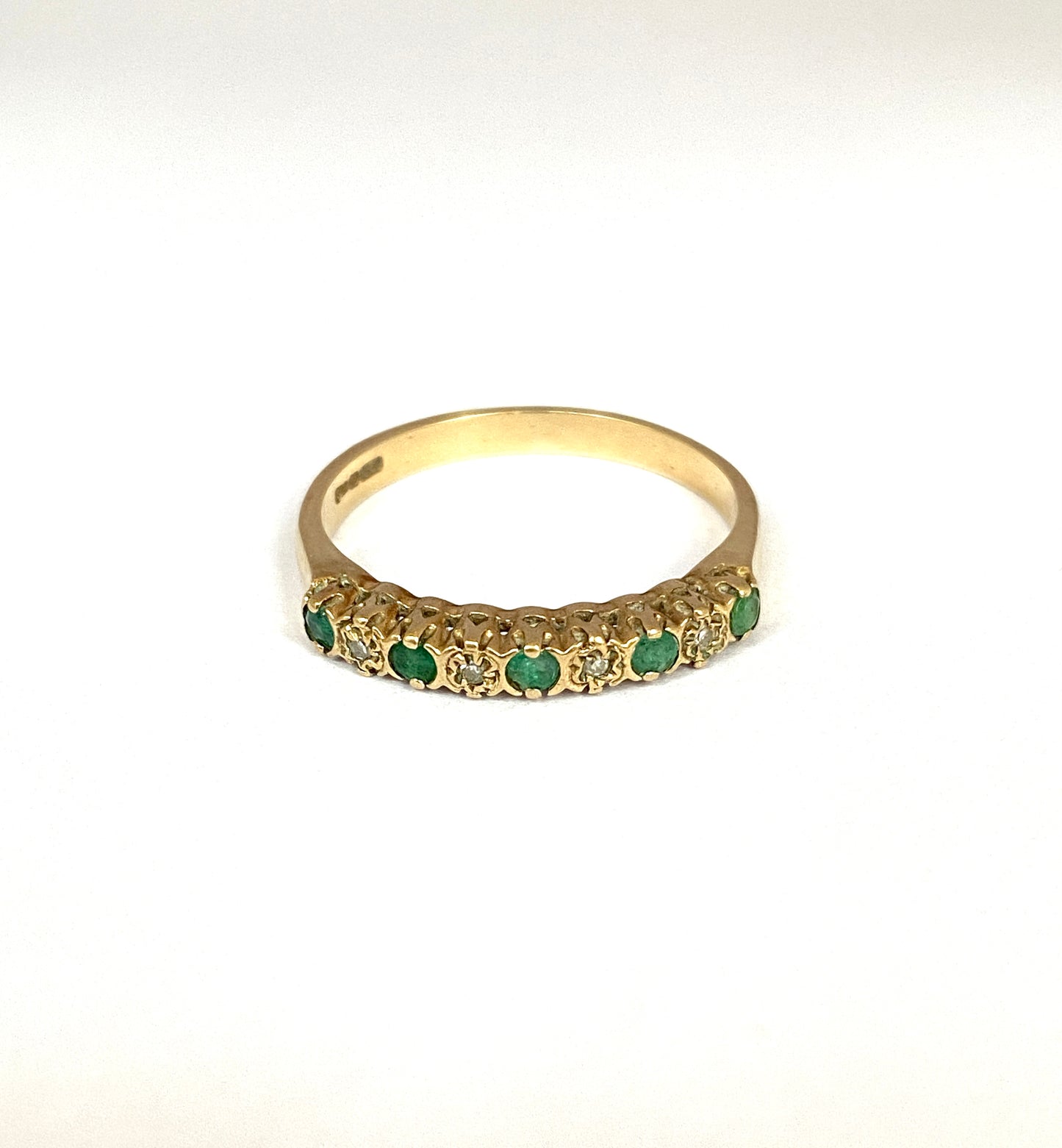 Vintage, 9ct Gold Emerald and Diamond Stacking Ring