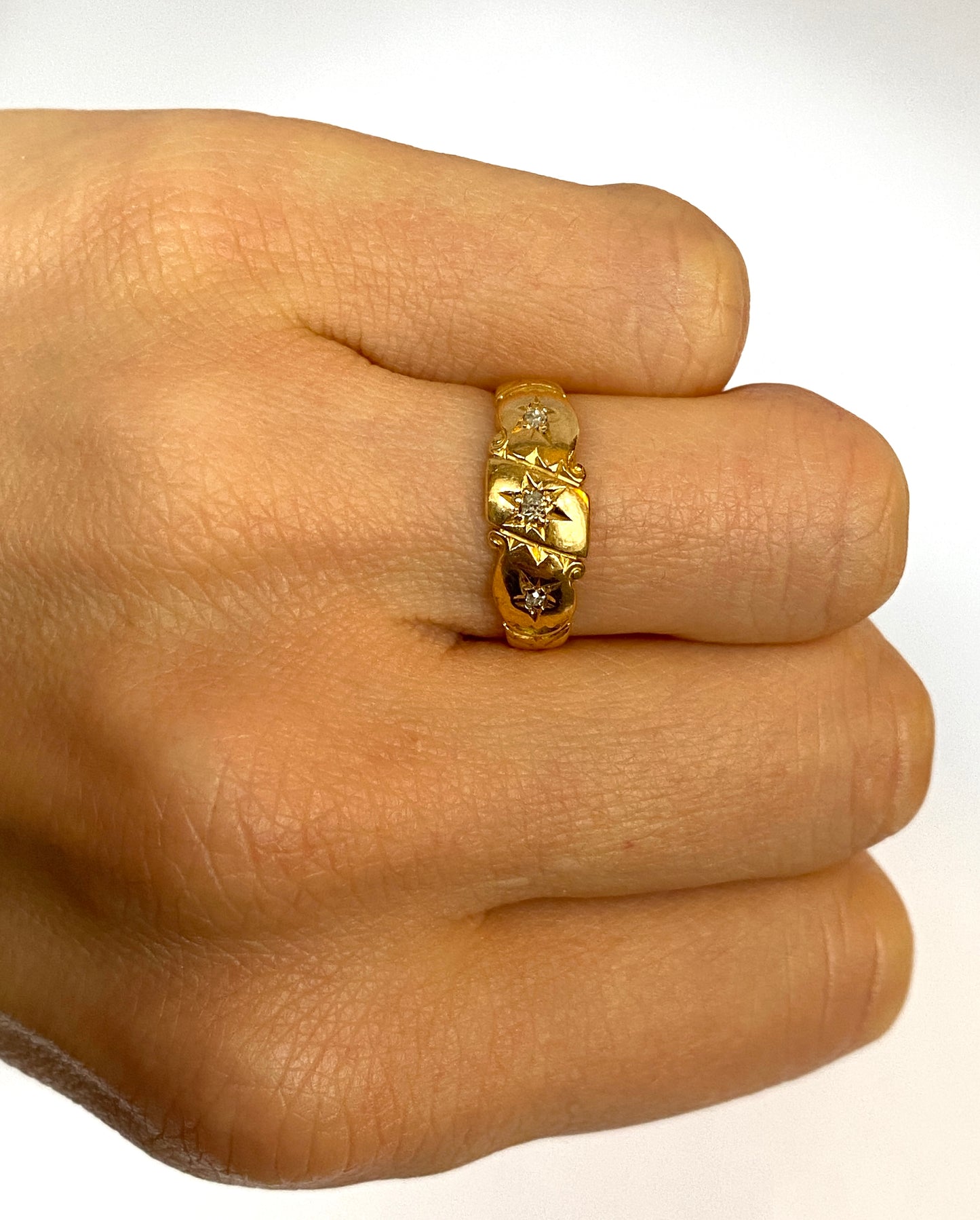 Antique, (c1910) 18ct Gold, Gypsy Starburst Diamond Ring