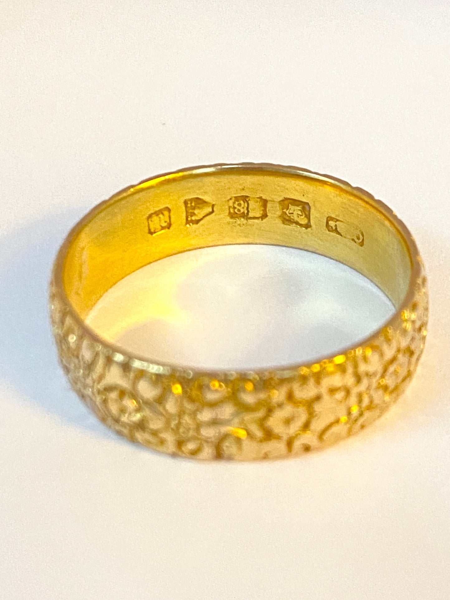 Antique, Victorian, 18ct Gold, Engraved Wedding /Stacking Band, Hallmarked, Chester, 1883