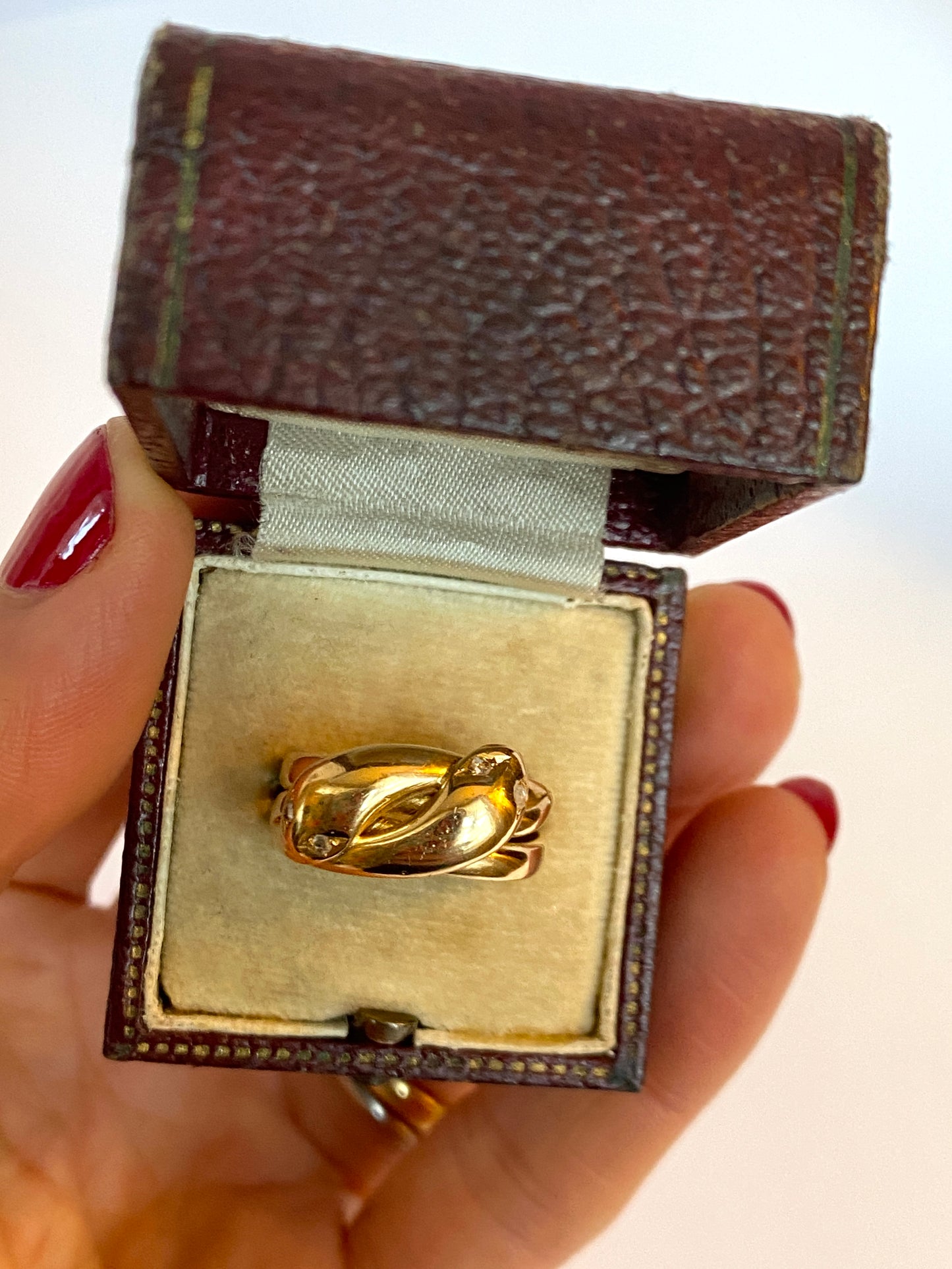 2nd payment Antique, Victorian 18ct Gold, Double Diamond Snake Ring, Hallmarked Birmingham, 1882 (6.59g)