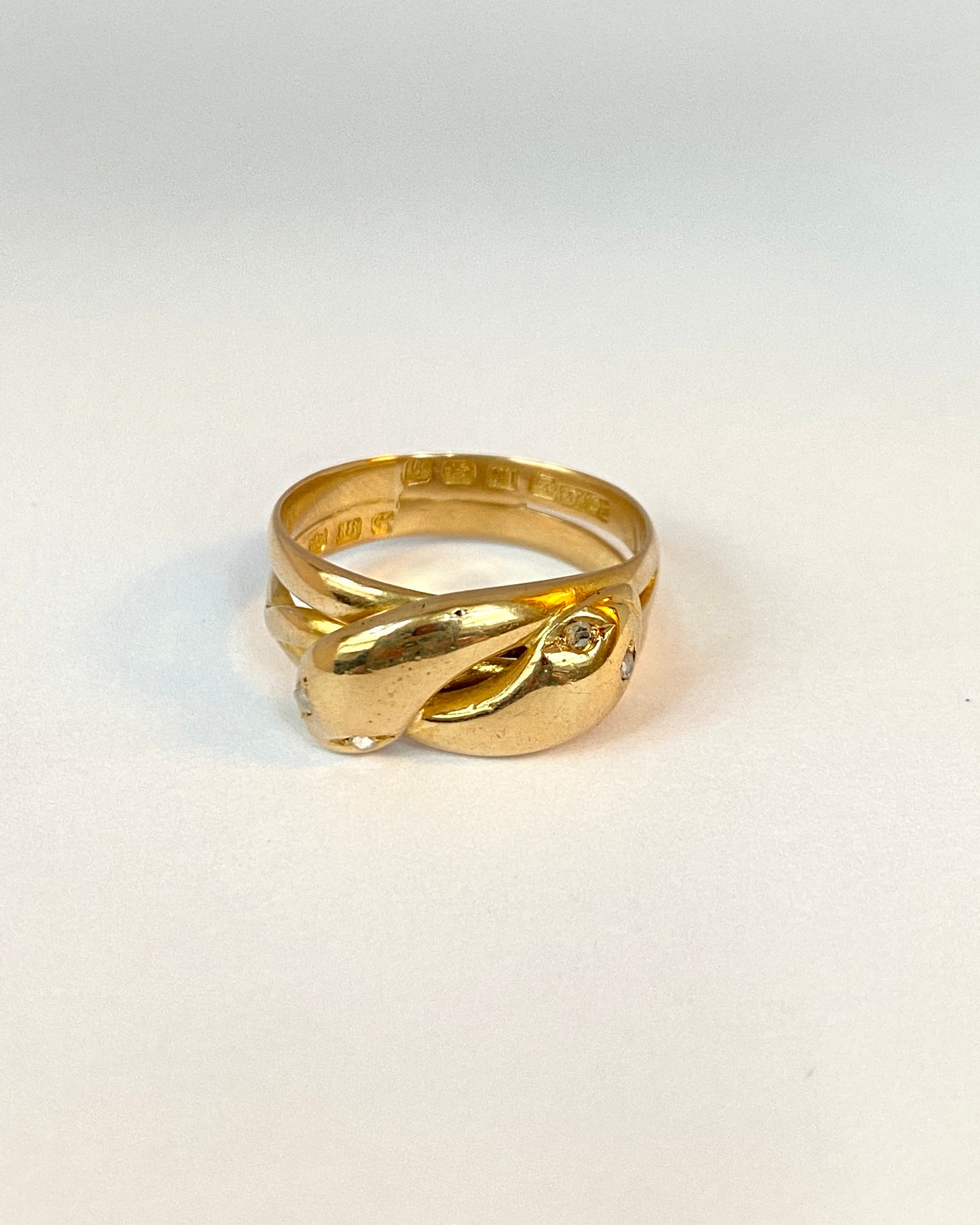 2nd payment Antique, Victorian 18ct Gold, Double Diamond Snake Ring, Hallmarked Birmingham, 1882 (6.59g)