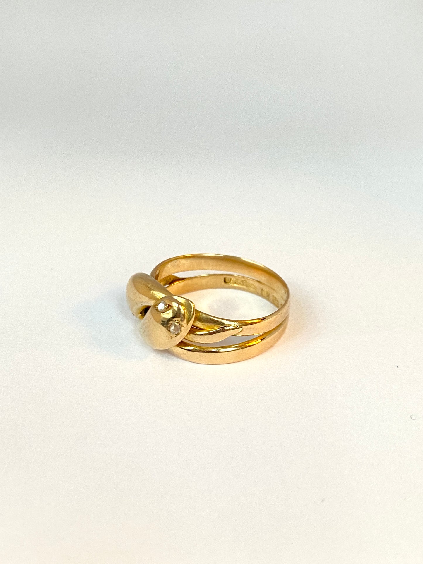 2nd payment Antique, Victorian 18ct Gold, Double Diamond Snake Ring, Hallmarked Birmingham, 1882 (6.59g)