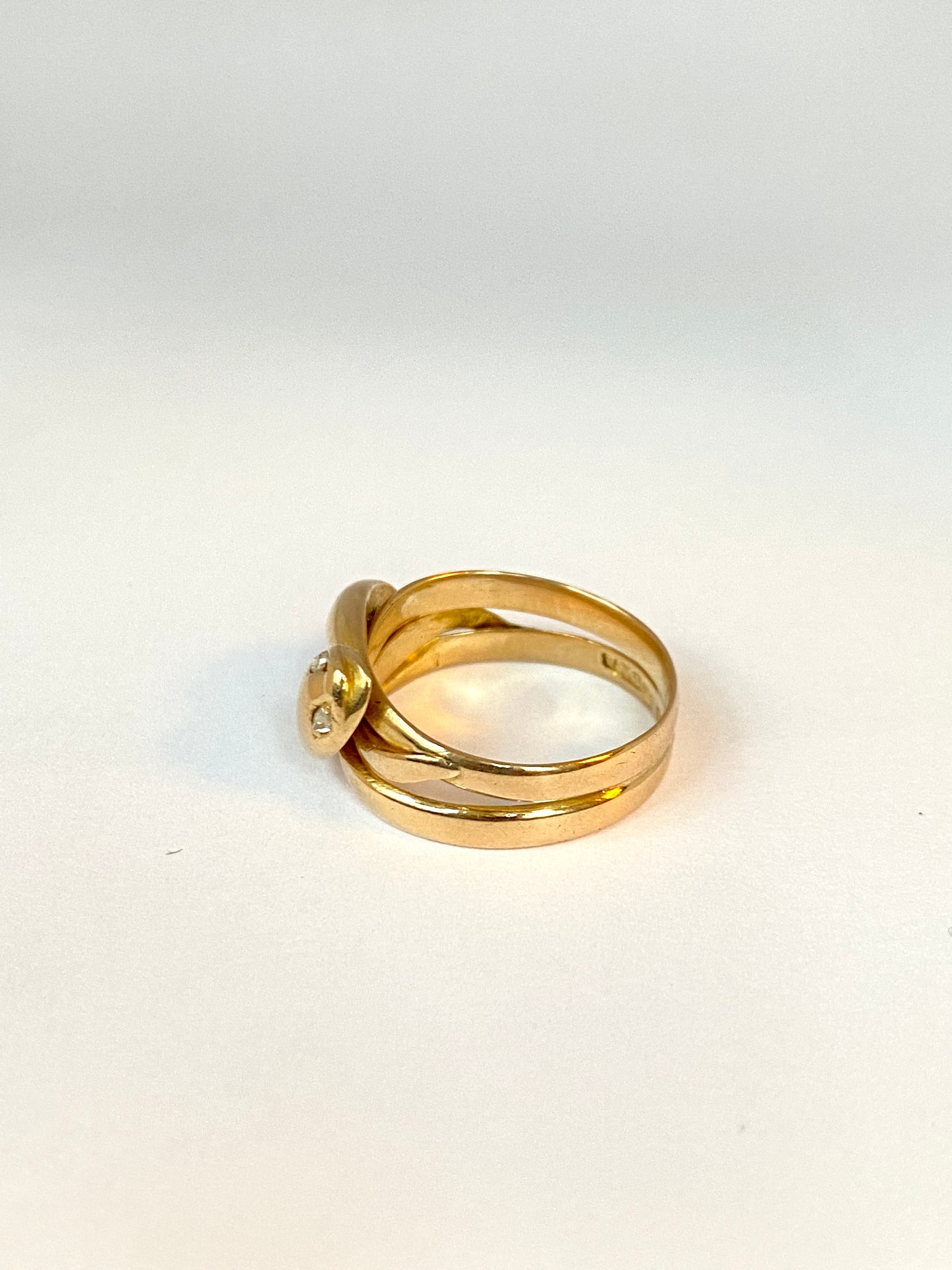 2nd payment Antique, Victorian 18ct Gold, Double Diamond Snake Ring, Hallmarked Birmingham, 1882 (6.59g)