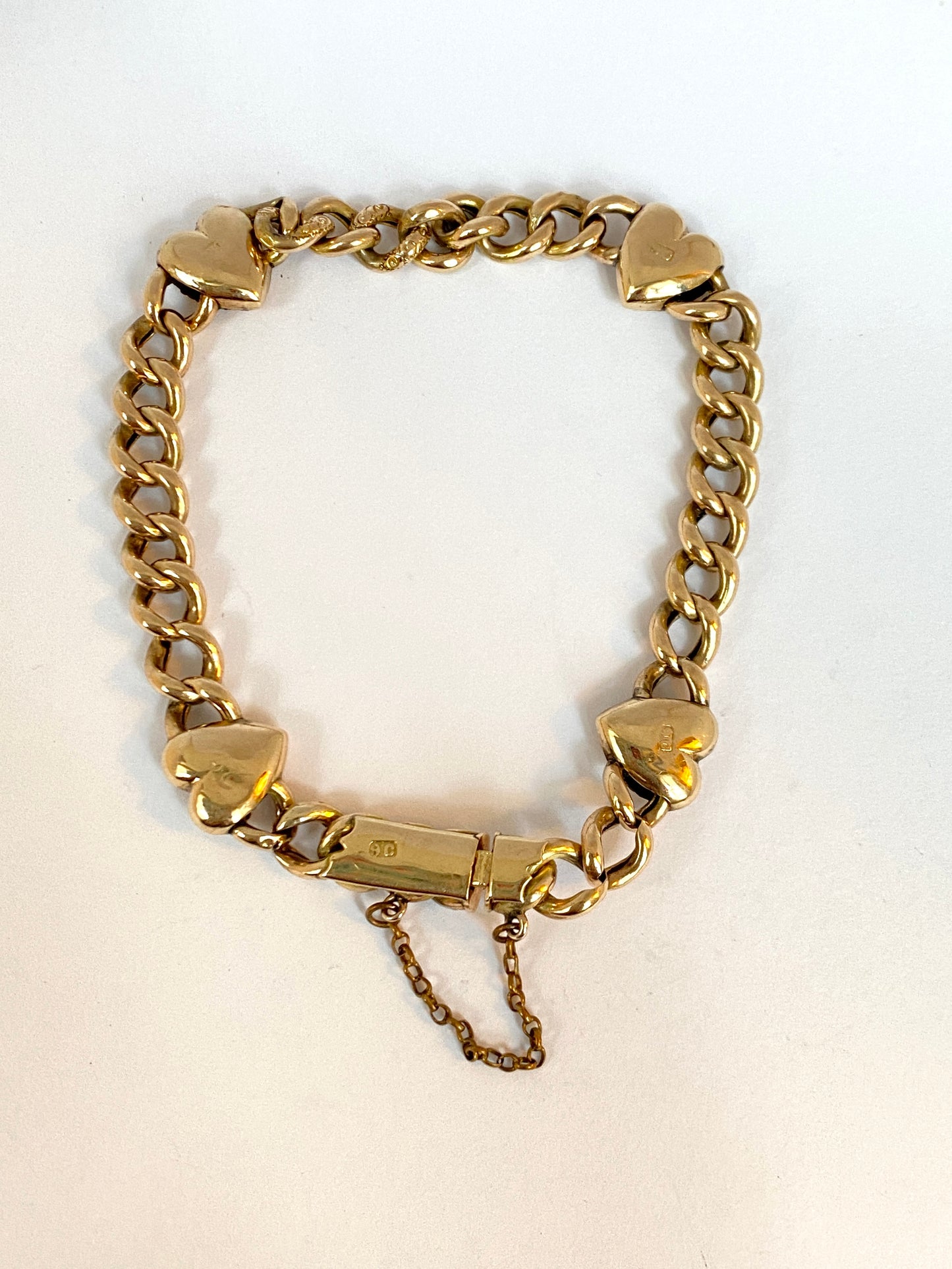 Antique, 9ct Gold, Romantic Heart, Fancy Link Bracelet, Hallmarked 9ct Gold (10.87g)