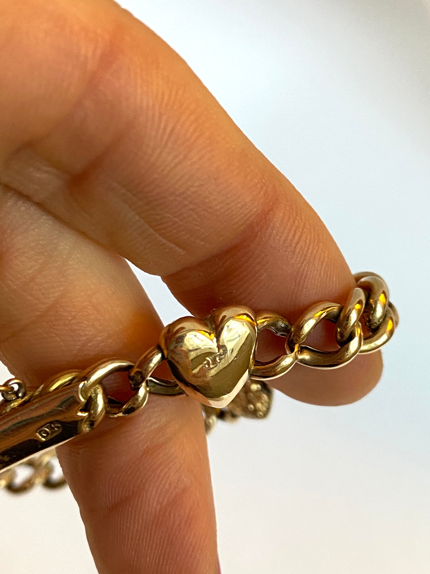 Antique, 9ct Gold, Romantic Heart, Fancy Link Bracelet, Hallmarked 9ct Gold (10.87g)