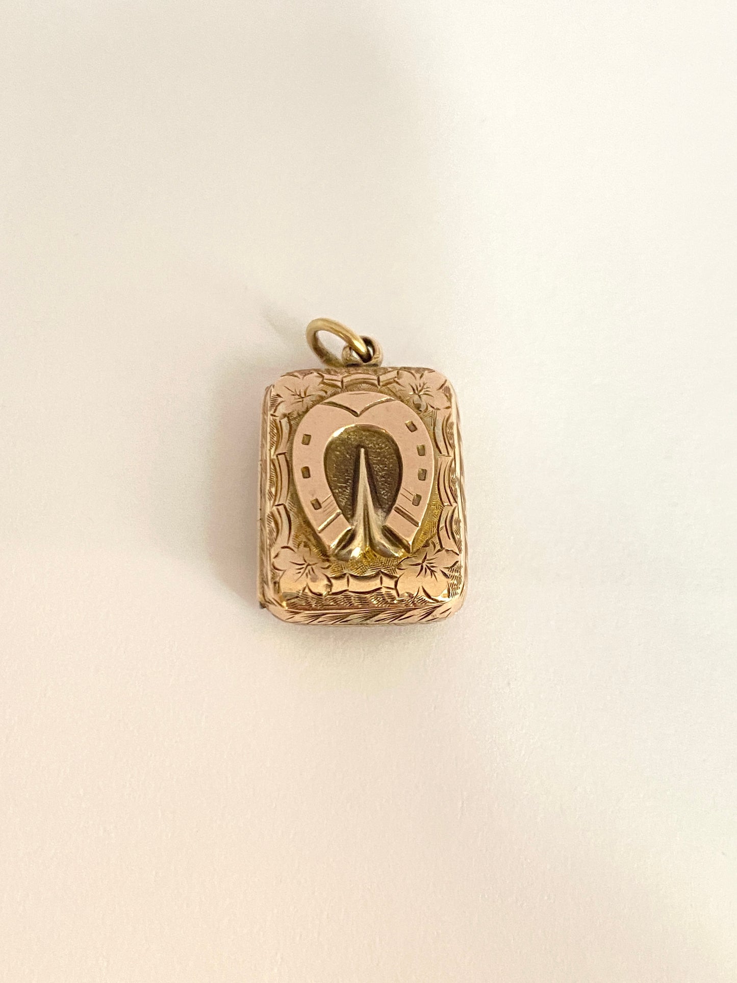 Victorian 9ct Gold (F&B) Double sided Horse Shoe Rectangle Locket / Pendant