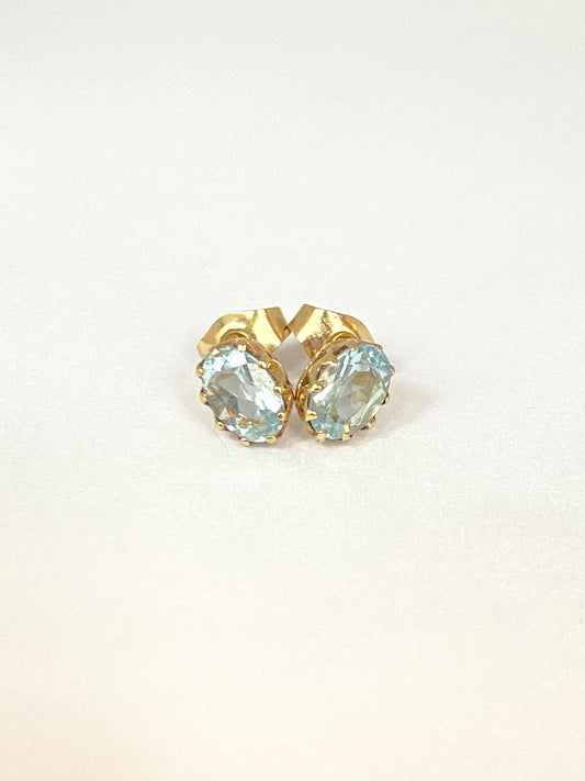 Vintage, 9ct Gold Aquamarine Stud Earrings