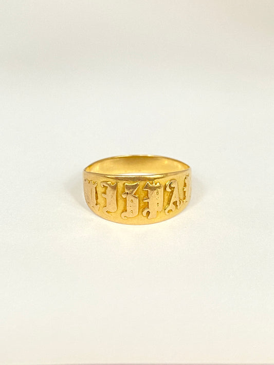 Victorian, 18ct Gold Mizpah Ring, Hallmarked for 18ct Gold Birmingham, 1884 (3.1g)