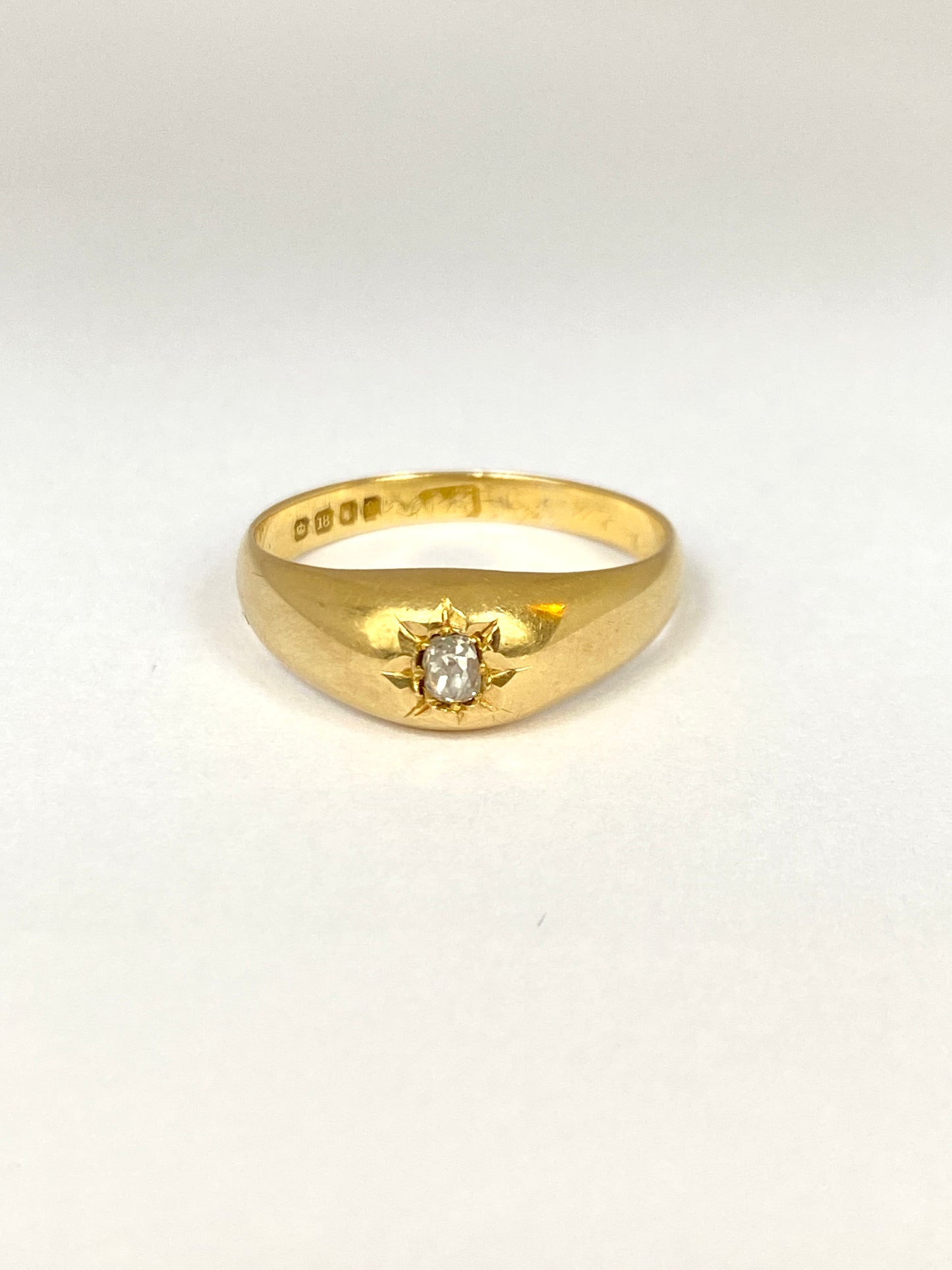 Antique, Victorian, 18ct Gold, Starburst Old Mine Cut Ring, Hallmarked 18ct Gold, London, 1860 (5.8g)