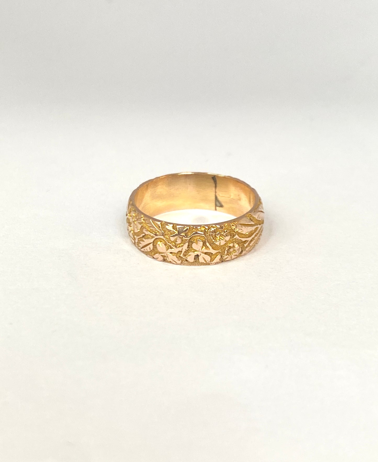 Antique, Victorian, 9ct Gold, Engraved Forget me not and Ivy Wedding /Stacking Band, Hallmarked, Birmingham, 1890