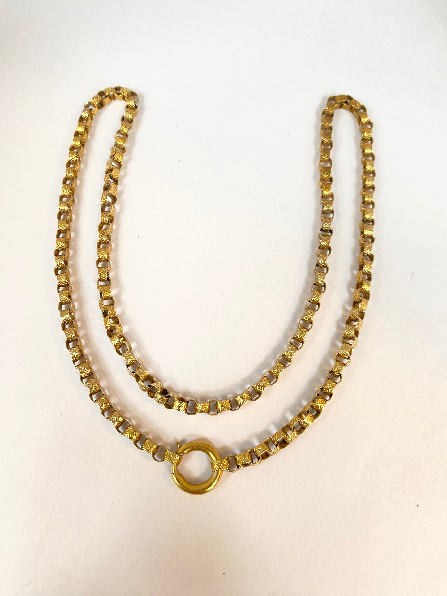 Victorian, 18 inch, Pinchbeck Engraved Fancy Chain (14.92g)