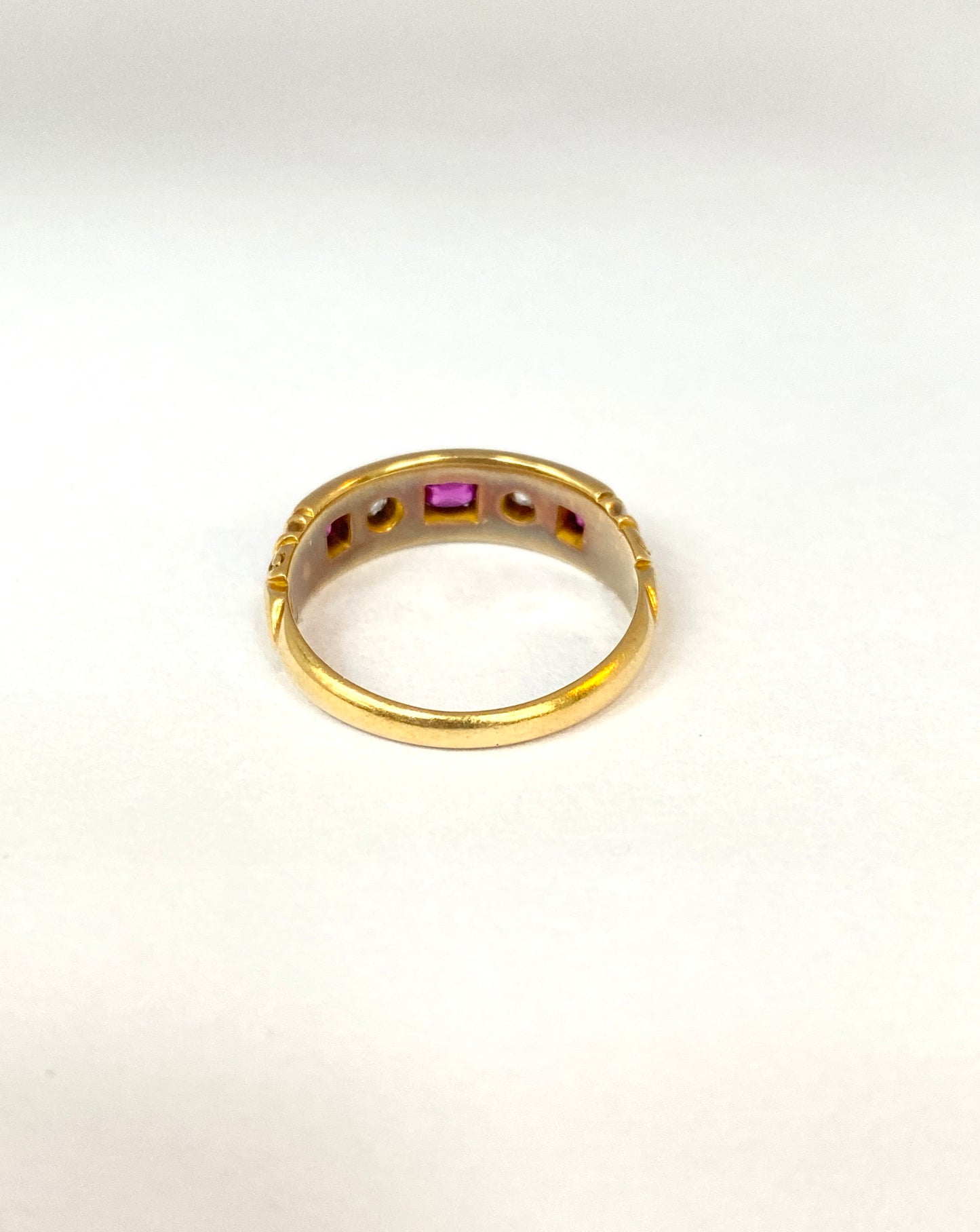 RESERVED JAIME Victorian, 18ct Gold Ruby and Diamond Gypsy Ring, Hallmarked Birmingham, 1884 (4.18g)